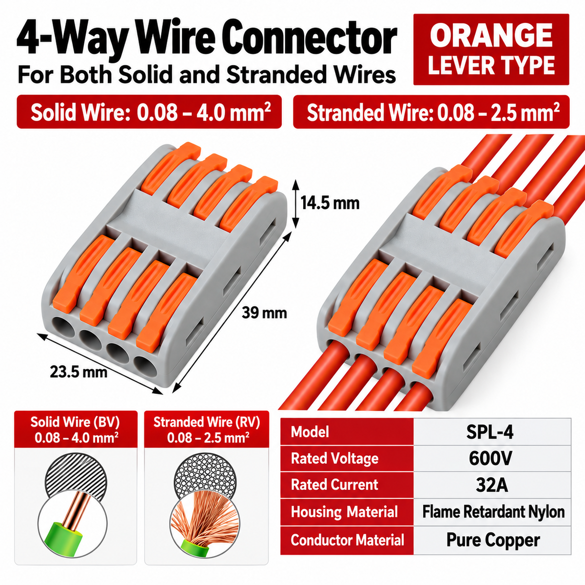 SPL-4 4-Way Lever Wire Connector