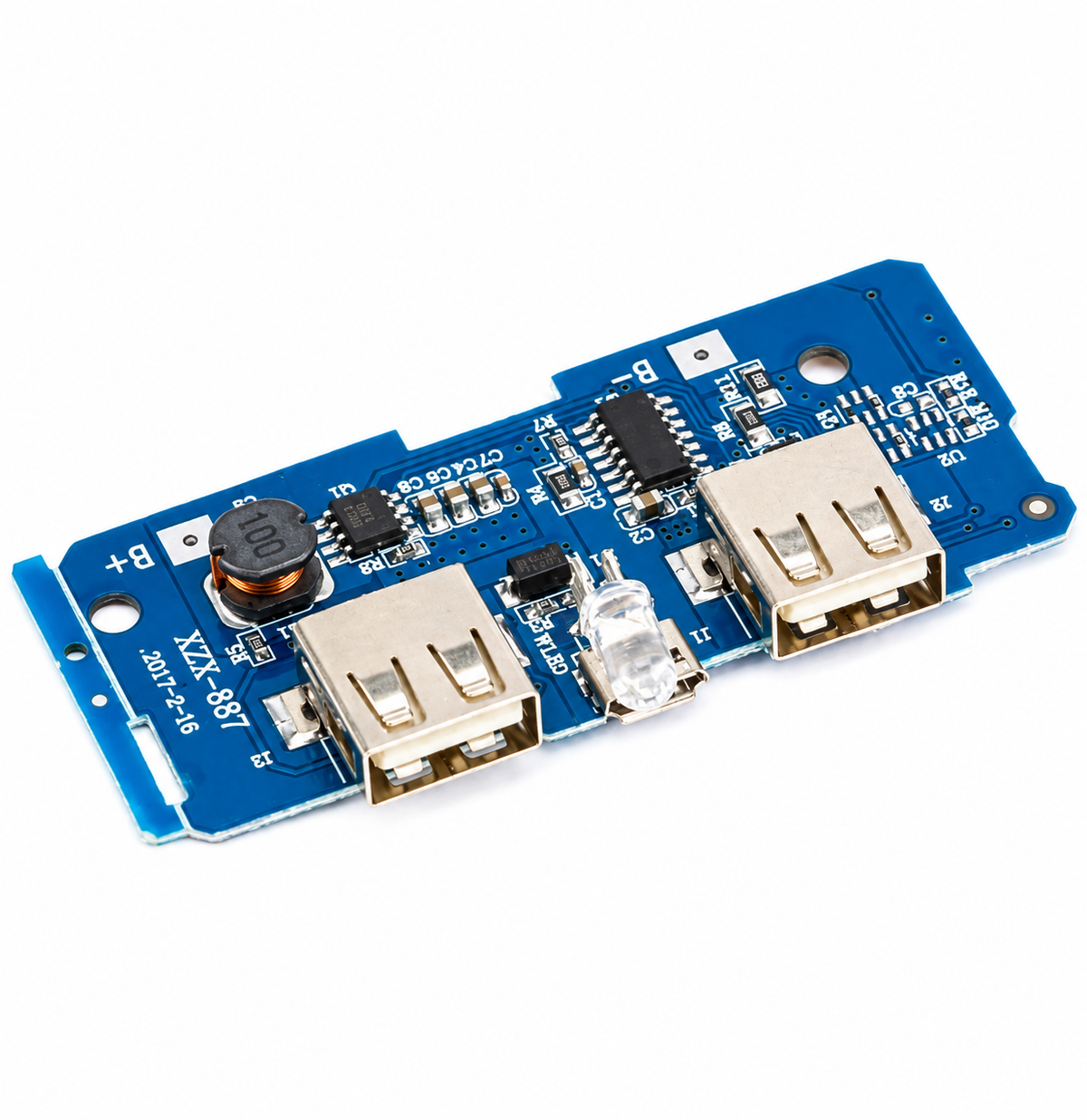 Dual Micro USB 3.7V to 5V 2A Power Bank Charging and Boost Converter Module