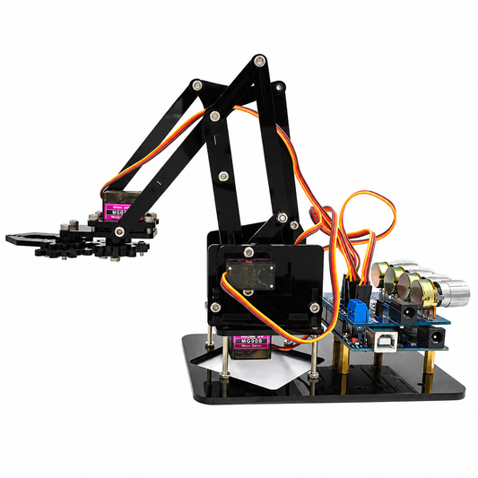 DIY 4DOF Robot Arm – 4 Axis Acrylic Mechanical Robot Arm with UNO R3 & 4 Servos