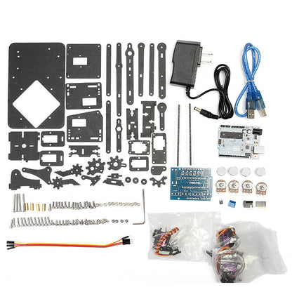 DIY 4DOF Robot Arm – 4 Axis Acrylic Mechanical Robot Arm with UNO R3 & 4 Servos