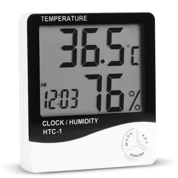 HTC-1 Digital LCD Electronic Alarm Clock Thermometer Hygrometer Weather Station Indoor Room Table - Image 3