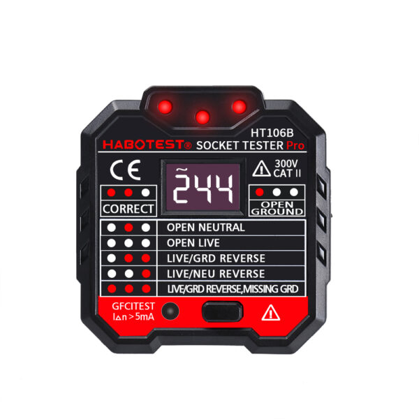 HT106B Socket Outlet Tester Circuit Polarity Voltage Detector Wall Plug Breaker Finder RCD Test - UK Plug