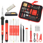 26Pcs 60W Multifunctional Electric Solder Iron Kit Screwdriver Desoldering Pump Tip Wire Pliers + Tool Bag  110V US Plug