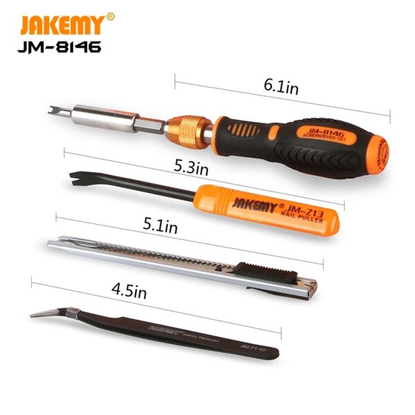 JAKEMY JM-8146 47 pcs in 1 Household magnetic diy repair tool kit hardware tool Maintenance screwdriver bit set - Image 3