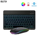RGB Bluetooth Wireless Keyboard Bluetooth Mini Spanish Russian Keyboard RGB Luminous Rechargeable Keyboard For Tablet